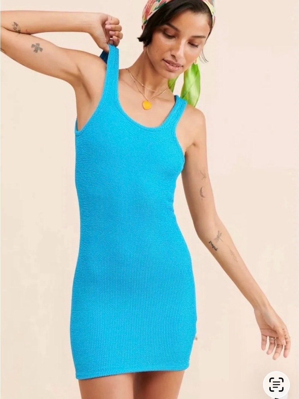 Araminta James Bella Donna Crinkle Bodycon Mini Dress, Blue, Size M, MSRP: $179
